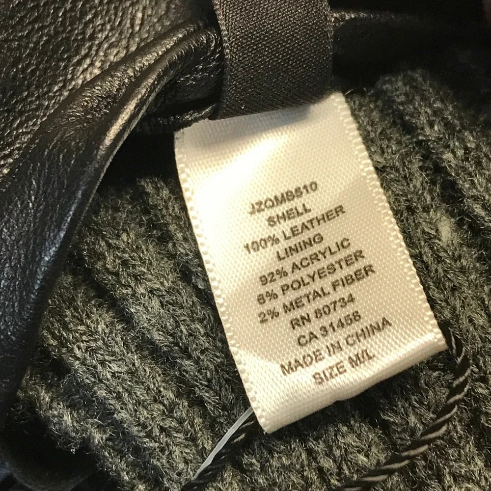 BCBGMAXAZRIA Gloves Womens M/L Charcoal NEW Leather Knit Touchscreen JZQMB510